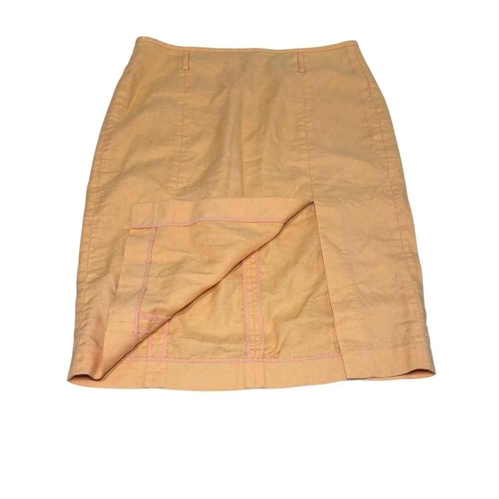 J.‎ Crew Tangerine Orange Front Slit Linen Blend Skirt 14 Lightweight Y2K Peach